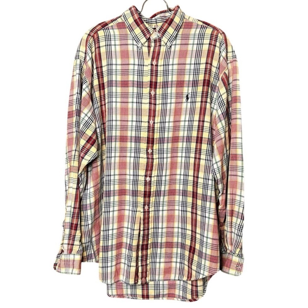 Polo Ralph Lauren Blake Mens Large Plaid Button Down Shirt Cotton Multi Color